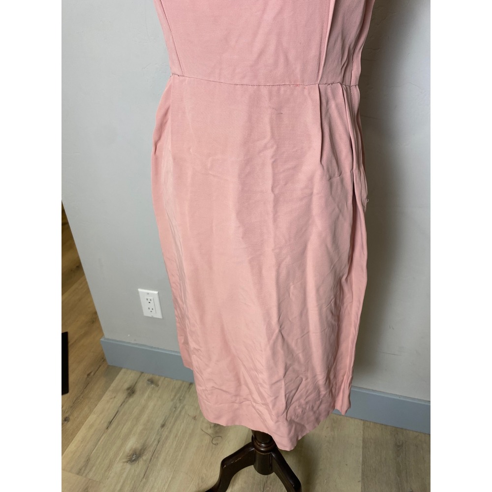 Vintage 1940s Reich Original Pink Beaded Starburst Scalloped Midi Dress - Picture 6 of 7
